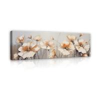 Tableau sur toile - Motif fleurs - Abstrait - 145 x 45 cm - Impression sur toile - Panoramique moderne - Grand format XXL - Pour salon et chambre à coucher - Impression d'art mural - Prêt à accrocher