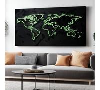Tableau sur toile noir et vert, décoration moderne pour la maison, impression simple de géométrie sur toile, 61 x 41 cm, prêt à accrocher dans le salon, la chambre ou la salle de bain, sans cadre