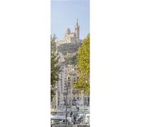Tableau sur toile Notre-Dame de la Garde vue du port 30x97 cm CEANOTHE Décoration Murale Art Décoratif Muraux Peinture Imprimée en HD Salon Chambre Bureau Fabriqué en France Bleu G