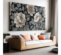 Tableau sur Toile Paisley Vintage Botanique Floral Feuilles Grand Tableau Mural 140L x 70l cm, Impression Toile Premium Non Encadrée Beige - Affiche Déco Esthétique pour Chambre et Salon Salle de Bain