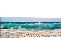 Tableau sur toile - Pangea Images, Vague sur une plage de galets - 150x50 cm