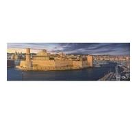 Tableau sur toile panorama vieux port de Marseille 30x97 cm CEANOTHE Décoration Murale Art Décoratif Muraux Peinture Imprimée en HD Salon Chambre Bureau Fabriqué en France Jaune G