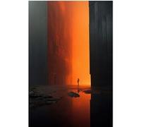 Tableau sur toile passage éthéré 65x97 cm CEANOTHE Décoration Murale Art Décoratif Muraux Peinture Imprimée en HD Salon Chambre Bureau Fabriqué en France Orange G