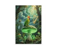 Tableau Sur Toile Perroquet Tableau Decoration Murale Salon Moderne Mysterious Forêt Tropicale Humide Impression Sur Toile Déco Pour Bain Salon Chambre Restaurant Cadeau Original 12x18inch(30x45cm)