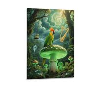 Tableau Sur Toile Perroquet Tableau Decoration Murale Salon Moderne Mysterious Forêt Tropicale Humide Impression Sur Toile Décorations Pour Cuisine, Bureau, Bar, Cadeau Original 20x30inch(50x75cm)