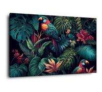 Tableau sur toile perroquets 30x45 cm CEANOTHE Décoration Murale Art Décoratif Muraux Peinture Imprimée en HD Salon Chambre Bureau Fabriqué en France Multicolore