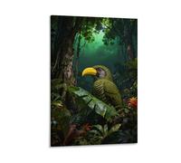 Tableau Sur Toile Petit-Duc des Montagnes Tableau Decoration Murale Salon Forêt Tropicale Humide Impression Sur Toile Décorations Pour Bain Salon Chambre Restaurant Cadeau Original 12x18inch(30x45cm)