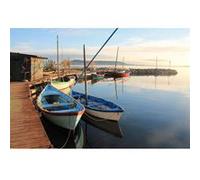 Tableau sur toile petits bateaux port de Saint-Aunes 45x65 cm CEANOTHE Décoration Murale Art Décoratif Muraux Peinture Imprimée en HD Salon Chambre Bureau Fabriqué en France Bleu G