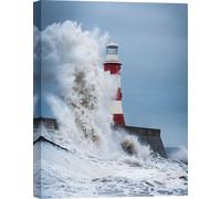 Tableau sur toile - phare, mer du Nord - taille 50 x 70 cm