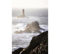 Tableau sur toile phare tempête 45x65 cm CEANOTHE Décoration Murale Art Décoratif Muraux Peinture Imprimée en HD Salon Chambre Bureau Fabriqué en France Gris clair G