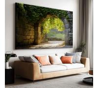 Tableau sur Toile Photographie Réaliste Poster Sans Cadre Moderne Arche en Pierre Jardin Lierre Impression Toile 120L x 80l cm, Tableau Décoratif Moderne - Image Murale d'Art pour Salon Salle de Bain
