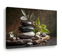 Tableau sur toile « Pierres Zen », décoration spa, œuvre d'art représentant l'équilibre des pierres, impression nature, décoration apaisante pour la maison, salon, peinture (21 x 30 cm / sans cadre)