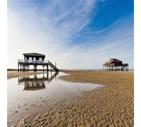 Tableau sur toile piloti marée basse 45x45 cm CEANOTHE Décoration Murale Art Décoratif Muraux Peinture Imprimée en HD Salon Chambre Bureau Fabriqué en France Bleu G