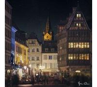 Tableau sur toile place cathédrale de Strasbourg 45x45 cm CEANOTHE Décoration Murale Art Décoratif Muraux Peinture Imprimée en HD Salon Chambre Bureau Fabriqué en France Multicolore G