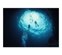 Tableau sur toile plongée sous-marine 45x65 cm CEANOTHE Décoration Murale Art Décoratif Muraux Peinture Imprimée en HD Salon Chambre Bureau Fabriqué en France Bleu