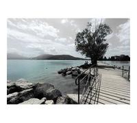 Tableau sur toile ponton du lac d'Annecy 45x65 cm CEANOTHE Décoration Murale Art Décoratif Muraux Peinture Imprimée en HD Salon Chambre Bureau Fabriqué en France Gris G