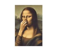 Tableau Sur Toile Pour Salle De Bain - Toile Imperméable 30x40cm | Art Mural Rétro Et Hilarant | Peinture De La Joconde Sur Toiles | Mona Lisa Se Bouchant Le Nez Pour Décoration De Toilettes