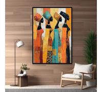Tableau sur toile représentant des femmes africaines - Affiches abstraites de portraits ethniques - Décoration intérieure - Impression d'art culturel africain moderne (50 x 75 cm/sans cadre)