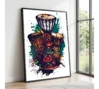 Tableau sur toile représentant des tambours africains colorés, art ethnique tribal, affiches et impressions d'instruments de musique, décoration intérieure de style bohème (30x40cm/sans cadre)
