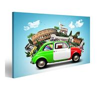 Tableau sur toile représentant les monuments italiens italiens et rétro - Voiture italienne - Décoration murale - Poster - Impression d'art