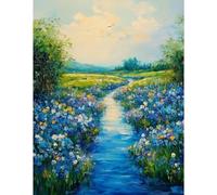 Tableau Sur Toile Représentant Un Champ De Fleurs Sauvages Colorées, Affiche Représentant Un Paysage De Montagne Et De Vallée Printanier Ou Estival, Idéal Pour La Décoration Murale Et Intérieure (Form