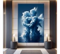 Tableau sur toile représentant un couple amoureux de la nature et de l'océan, à accrocher au-dessus du lit, avec l'inscription « Je t'aime plus que tout », dessin de couple (21 x 30 cm, sans cadre).