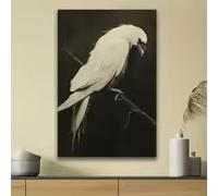 Tableau sur toile représentant un oiseau blanc classique, décoration murale à suspendre pour le salon, la salle à manger ou le bureau - Idéal pour une décoration générale (80 x 120 cm / sans cadre)