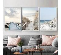 Tableau sur toile représentant un paysage marin nordique sur une plage, avec des tréteaux. Image de paysage naturel, affiche décorative pour la maison et impression d'art mural (50x75cm-3 pièces)