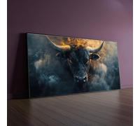 Tableau sur toile représentant un taureau féroce, art mural avec yeux d'animal, affiches et impressions abstraites de taureau, décoration murale nordique unique pour la maison (90x180cm/sans cadre)