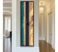 Tableau sur toile représentant une route côtière, un paysage long et étroit à accrocher au mur : vue aérienne d'une route de plage, affiche décorative verticale moderne (35 x 105 cm/sans cadre)