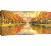 Tableau sur toile, rivière dans la forêt - Adriano Galasso, Boulevard au bord de l'eau - 120x60 cm