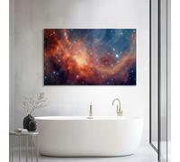Tableau sur Toile Rouge Orangé Onirique Galaxie Espace Nébuleuse Couleurs Éclatantes 90L x 60l cm, Décoration Murale Encadrée Résistante à la Lumière Moderne - Art Mural Prêt à Poser pour Salon