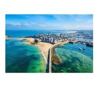 Tableau sur toile Saint-Malo vue du ciel 45x65 cm CEANOTHE Décoration Murale Art Décoratif Muraux Peinture Imprimée en HD Salon Chambre Bureau Fabriqué en France Bleu
