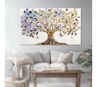 Tableau sur Toile Sans cadre Arbre De Vie Fantastique 100 x 50 cm Décoration Murale Art Décoratif Muraux Peinture Imprimée en HD Salon Chambre Bureau, Or