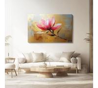 Tableau sur Toile Sans cadre Peinture À L'Huile Abstraite Magnolia 70 x 50 cm Décoration Murale Art Décoratif Muraux Peinture Imprimée en HD Salon Chambre Bureau, Rose