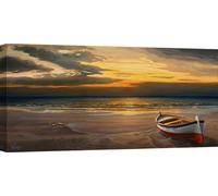 Tableau sur toile sur le thème de la mer - Adriano Galasso, Coucher de soleil sur la plage - 120x60 cm
