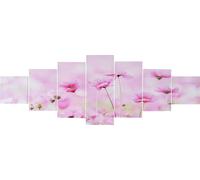 Tableau sur toile T375, tableau mural sur châssis, impression d'art, 7 pièces 140x50cm ~ fleurs