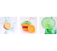 Tableau sur toile T376, tableau mural sur châssis, impression d'art, 3 parties 150x50cm ~ fruits