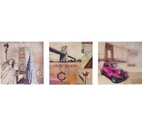 Tableau sur toile T376, tableau mural sur châssis, impression d'art, 3 parties 150x50cm ~ New York