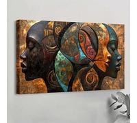 Tableau sur toile texturée vintage à double visage noir, style terracotta, pour salon, salle de bain ou bureau (55 x 110 cm avec cadre)