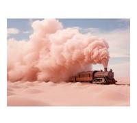 Tableau sur toile train onirique 65x97 cm CEANOTHE Décoration Murale Art Décoratif Muraux Peinture Imprimée en HD Salon Chambre Bureau Fabriqué en France Rose G