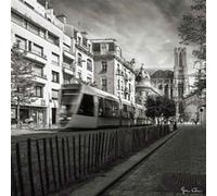 Tableau sur toile tram cours Langlet de Reims 45x45 cm CEANOTHE Décoration Murale Art Décoratif Muraux Peinture Imprimée en HD Salon Chambre Bureau Fabriqué en France Noir & blanc