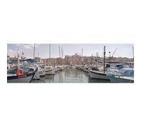 Tableau sur toile vieux port 30x97 cm CEANOTHE Décoration Murale Art Décoratif Muraux Peinture Imprimée en HD Salon Chambre Bureau Fabriqué en France Multicolore G