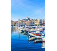 Tableau sur toile vieux port de Marseille 30x45 cm CEANOTHE Décoration Murale Art Décoratif Muraux Peinture Imprimée en HD Salon Chambre Bureau Fabriqué en France Bleu G