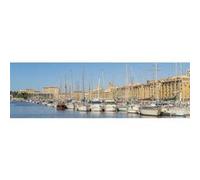 Tableau sur toile vieux port de Marseille 30x97 cm CEANOTHE Décoration Murale Art Décoratif Muraux Peinture Imprimée en HD Salon Chambre Bureau Fabriqué en France Bleu G