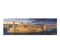 Tableau sur toile Vieux port de Marseille soir 30x97 cm CEANOTHE Décoration Murale Art Décoratif Muraux Peinture Imprimée en HD Salon Chambre Bureau Fabriqué en France Jaune G