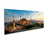 Tableau sur toile Vue sur le paysage urbain du musée Ayasofya Istanbul lever du soleil Türkiye - Toile 120x40 cm - Panorama