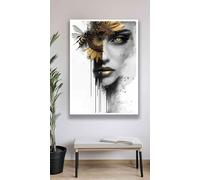 Tableau sur toile « Yeux de fleurs », impression murale abstraite sur toile représentant une femme : affiches d'art surréalistes pour la décoration du salon et de la chambre (80 x 120 cm/sans cadre)