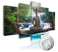 Tableau sur verre acrylique Buddha and Waterfall-Taille L 100 x H 50 cm Imprimé G
