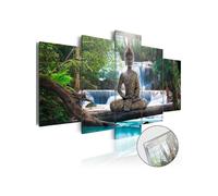 Tableau sur verre acrylique Buddha and Waterfall-Taille L 200 x H 100 cm